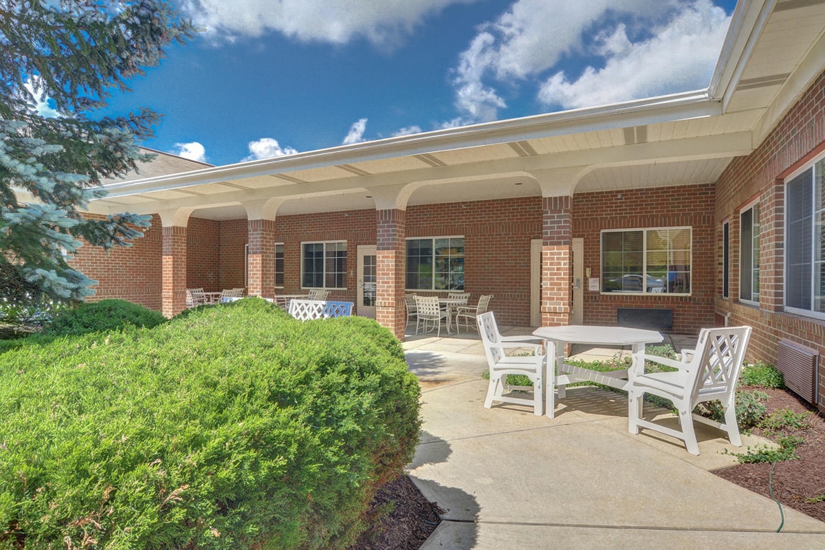 The patio at Whitehall Borough