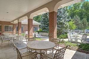 The courtyard with tables at Whitehall Borough